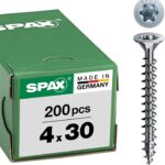 SPAX Universalschraube, 4,0 x 30 mm, 200 Stück, T-STAR plus, Senkkopf, Vollgewinde, 4CUT, WIROX A3J, 1191010400303