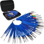 Auto Entriegelungswerkzeug Auspinwerkzeug, 41 Stück Werkzeug zum Entfernen von Kabelsteckern, Demontagestift, Terminal Entfernung Werkzeugsatz für Flache runde Steckerkontakte Schlüsselwerkzeuge(Blau)