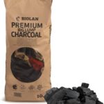 Biolan Premium Grillkohle – 50 L (ca. 6–6,5 kg), Große Stücke 50–120 mm – Restaurantqualität aus 100% Hartholz, Lange Brenndauer, Nachhaltig Produziert