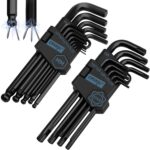 DISEN 22-teilig Innensechskant-Schlüssel-Set,13-tlg mit Kugelkopf, Innensechskant LANG, 1,27 bis 10 mm & 9 Stück TORX Innensechskant Satz T10-T50 Langarm Sternschlüssel Satz Chrom Vanadium Stahl