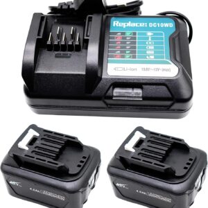 12V 2X 4,0 Ah BL1041B Akku mit Ladegerät DC10WD Für BL1016 Bl1021B BL1020B BL1040B Erset Für Makita JR103DZ DF031D DF0331D TD110D JR103D JR105D MP100DZ HSS01D HP332D (4000mAh)