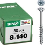 Holzbauschraube, 8 x 140 mm, 50 Stück, Teilgewinde, Senkkopf, T-STAR plus T40, 4CUT, WIROX - 0191010801405