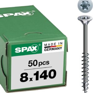 Holzbauschraube, 8 x 140 mm, 50 Stück, Teilgewinde, Senkkopf, T-STAR plus T40, 4CUT, WIROX - 0191010801405