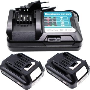 2 Stück 2.0 Ah BL1021B Akku mit Ladegerät DC10WD Für Makita 10.8V 12V DC10SB DC10WC; 12 Volt CXT Batterie BL1016 BL1015 BL1041B BL1040B BL1020B Für DF031D TD110D JR103D JR105D HP332D