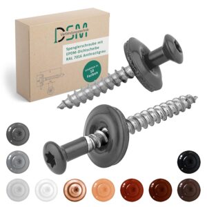 DSM | Spenglerschrauben Anthrazit 4,5 x 25 mm | Edelstahl A2 – lackiert RAL 7016 | mit EPDM-Dichtscheibe (15 mm) | TX-Antrieb | ähnl. DIN 7995 / DIN 9171 | Trapezblechschraube | 25 Stück