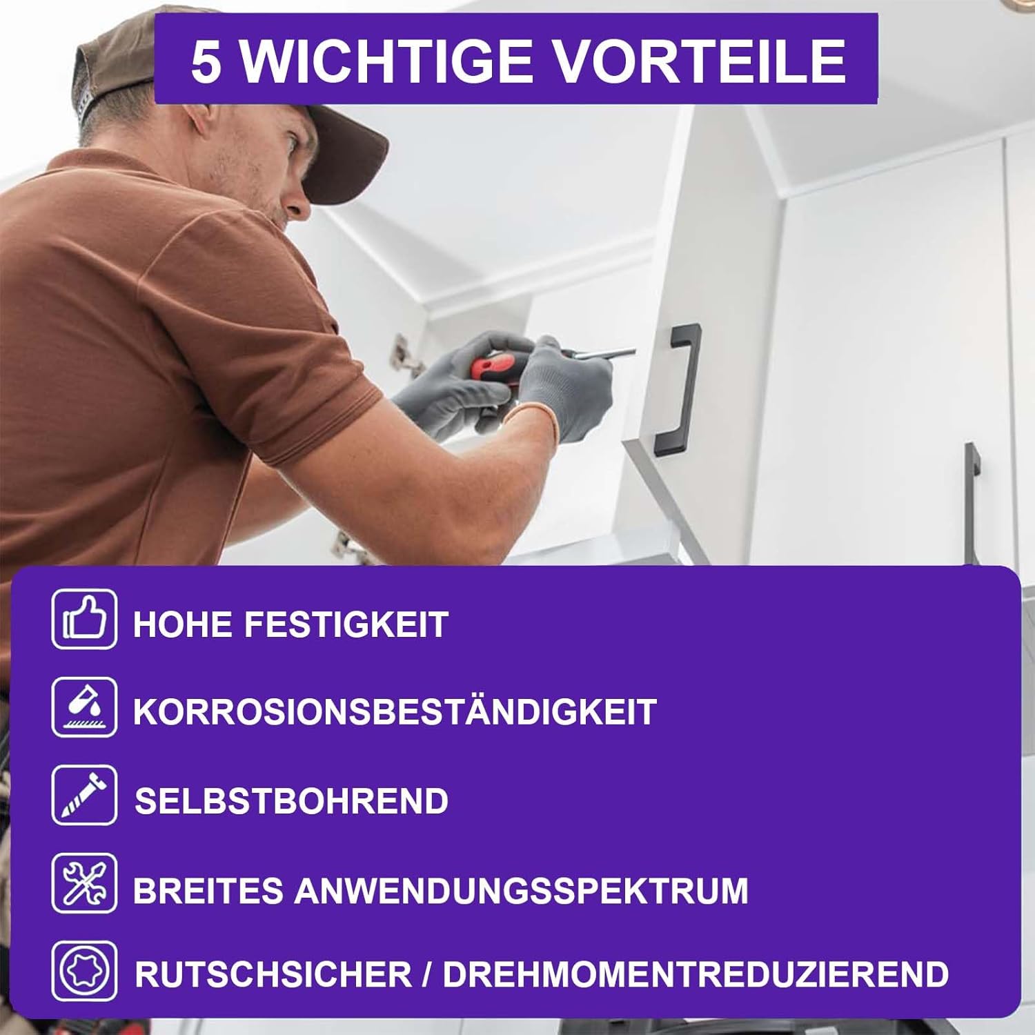Dayalo 30 Stück Blechschrauben Torx M4 x 16mm, Blechschrauben Edelstahl A2 V2A, Linsenkopfschrauben Holz, Selbstschneidende Schrauben mit Scheibe, mit Schraubendreher Bit, Vollgewinde – Bild 4