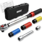 Drehmomentschlüssel Auto 1/2 Zoll, 40–210 Nm, TÜV Süd GS geprüft, 6-tlg. Drehmomentschlüssel Set mit 125 mm Verlängerung, 1/2"-3/8" Adapter & 3 Stecknüssen – Für Reifenwechsel & Motorrad