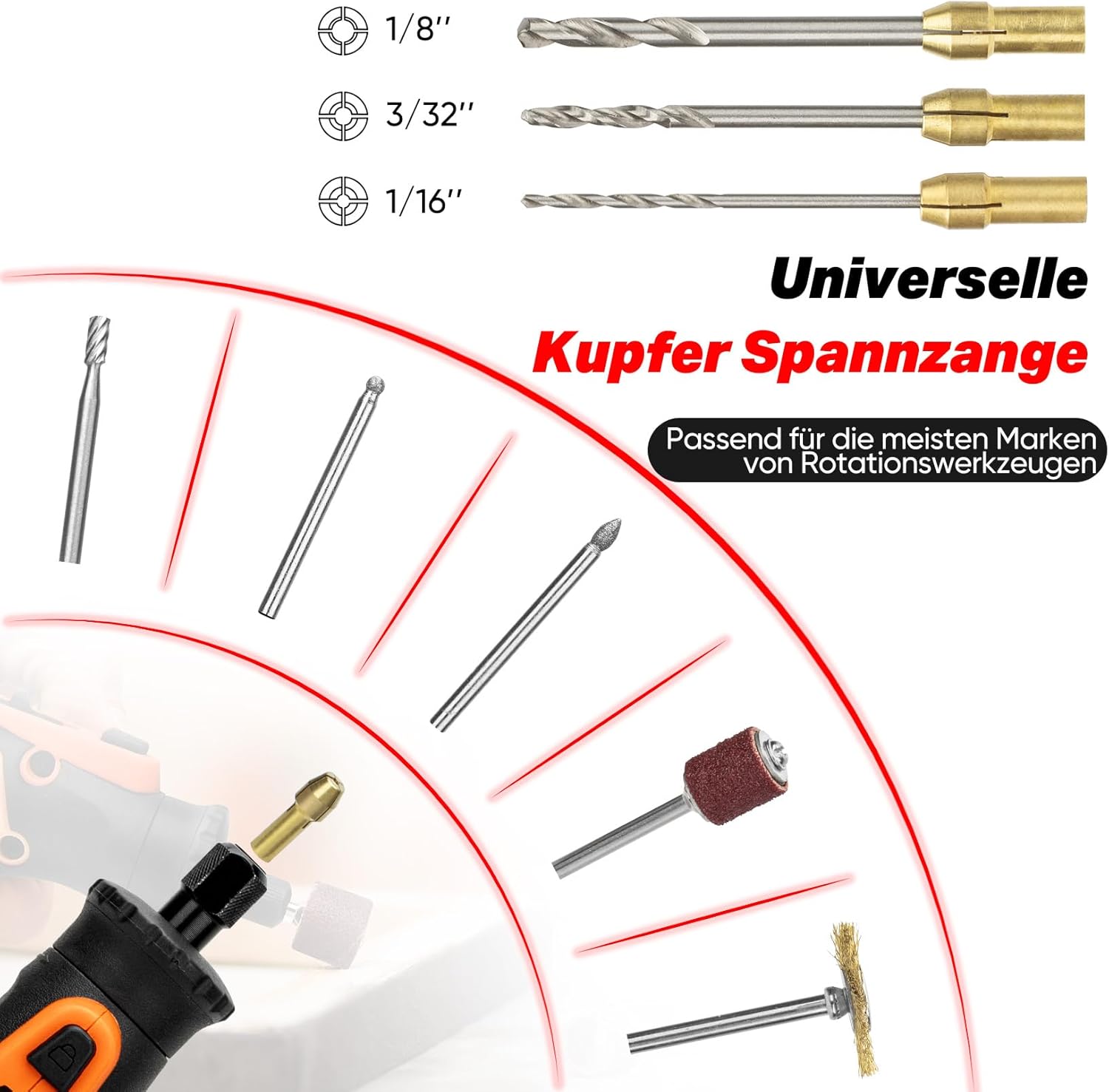 SHALL Multifunktionswerkzeug Zubehör Set 508-teilig Drehwerkzeug Mehrzweck Zubehörset für Schneiden, Schleifen, Bohren, Gravieren & Polieren | Dremel-kompatibel – Bild 5