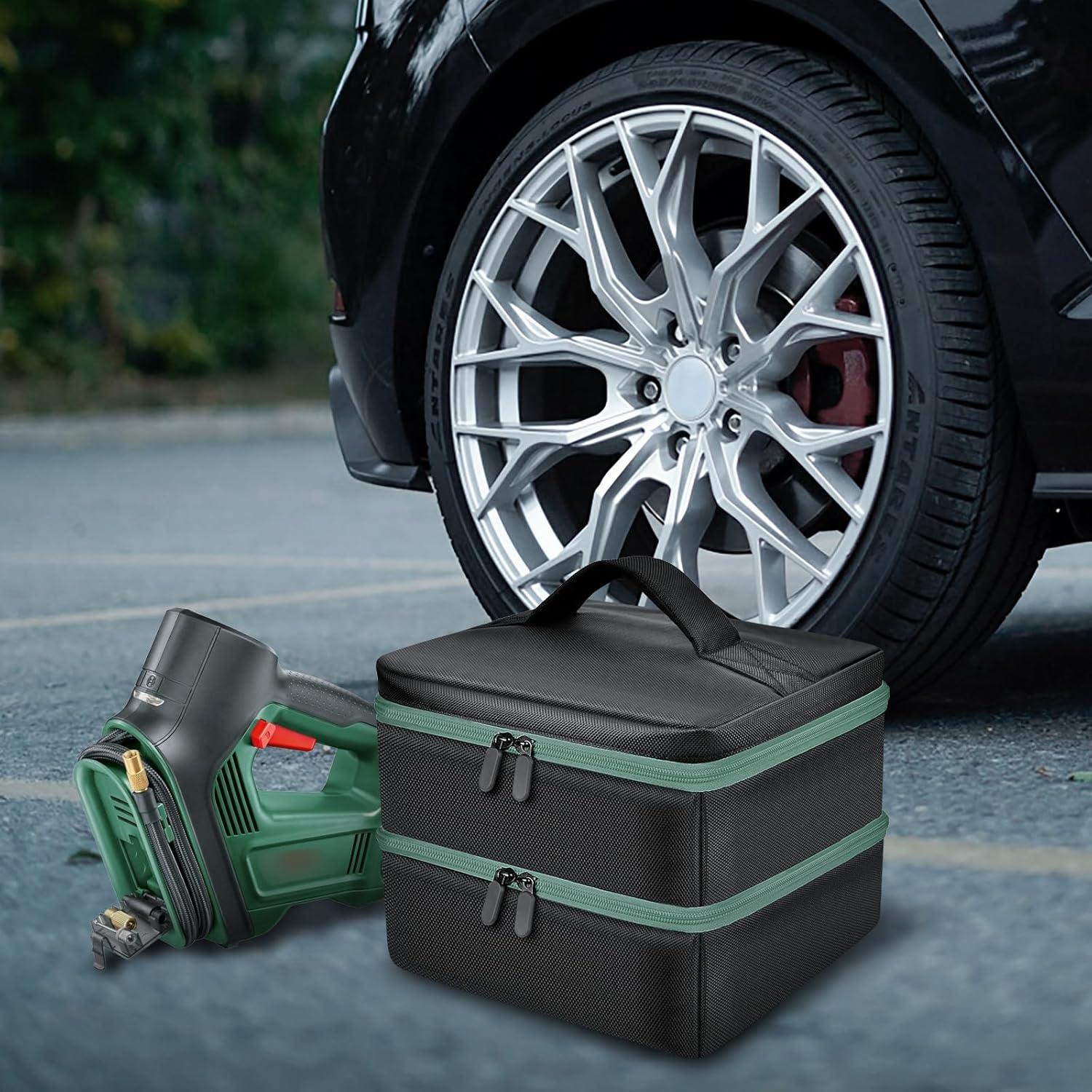 Tasche für Bosch Home and Garden für Bosch elektrische Luftpumpe,Elektrische Luftpumpe Aufbewahrungskoffer Halter für Batterien und Ladegeräte für Starter-Set (Nur Box) – Bild 5