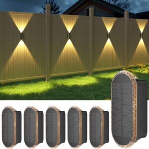 ELLASAY Solar Wandleuchte Aussen,Solarlampen Up and Down Leuchten für Außen IP65 Wasserdicht,3 Farben Heller Solarleuchten für Garten Kabellos für Hof Garten Pools Haus Deck Porch Zaun 6 Pack