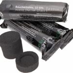 Räucherkohle 33 mm – 3 Rollen (30 Tabletten) | Selbstzündende Kohletabletten mit Räuchermulde | Gleichmäßige Glut für Harze & Kräuter | Stylische Schwarze Verpackung Lebensquelle Plus