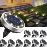 btfarm 10 Stück Solar Bodenleuchten Aussen, 8 LED Gartenbeleuchtung Solar Wasserdicht Boden Solarleuchten, Solarlampen für Außen Garten Rasen Auffahrt Gehweg Patio, Warmes Weiß