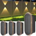 ELLASAY Solarlampen für Außen,Solar Wandleuchte Up and Down Leuchten Aussen IP65 Wasserdicht,3 Farben Heller Solarleuchten für Garten Kabellos für Hof Garten Pools Haus Deck Porch Zaun 4 Pack