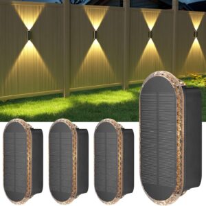 ELLASAY Solarlampen für Außen,Solar Wandleuchte Up and Down Leuchten Aussen IP65 Wasserdicht,3 Farben Heller Solarleuchten für Garten Kabellos für Hof Garten Pools Haus Deck Porch Zaun 4 Pack