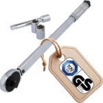 UNITEC Drehmomentschlüssel, Einstellbar von 40 bis 210 Nm, Antrieb 1/2" Vierkant, mit Stecknüssen 17/19 mm und Verlängerung, Silber