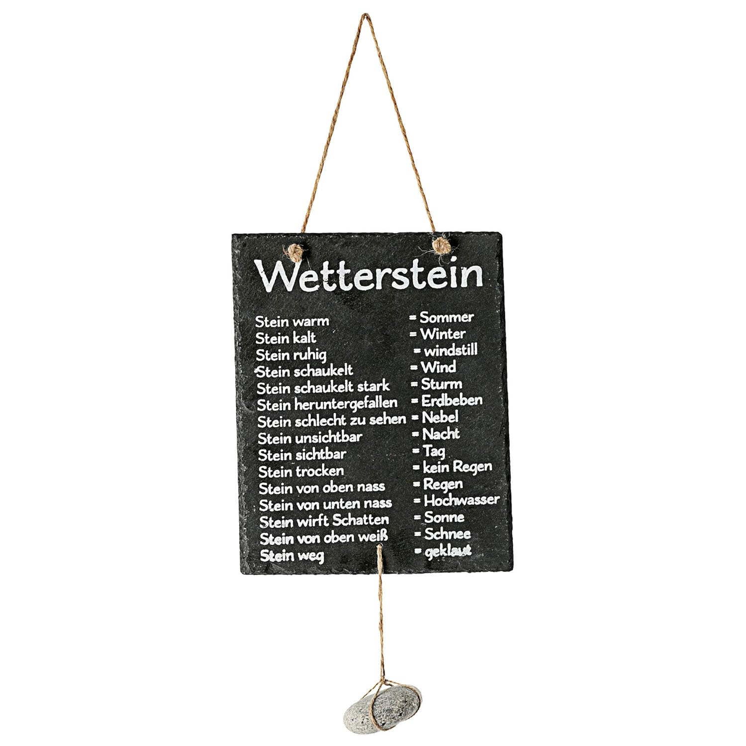 Cepewa Wetterstation, Stein auf Schiefertafel, Wettertafel, Schild, 20 x 25 cm