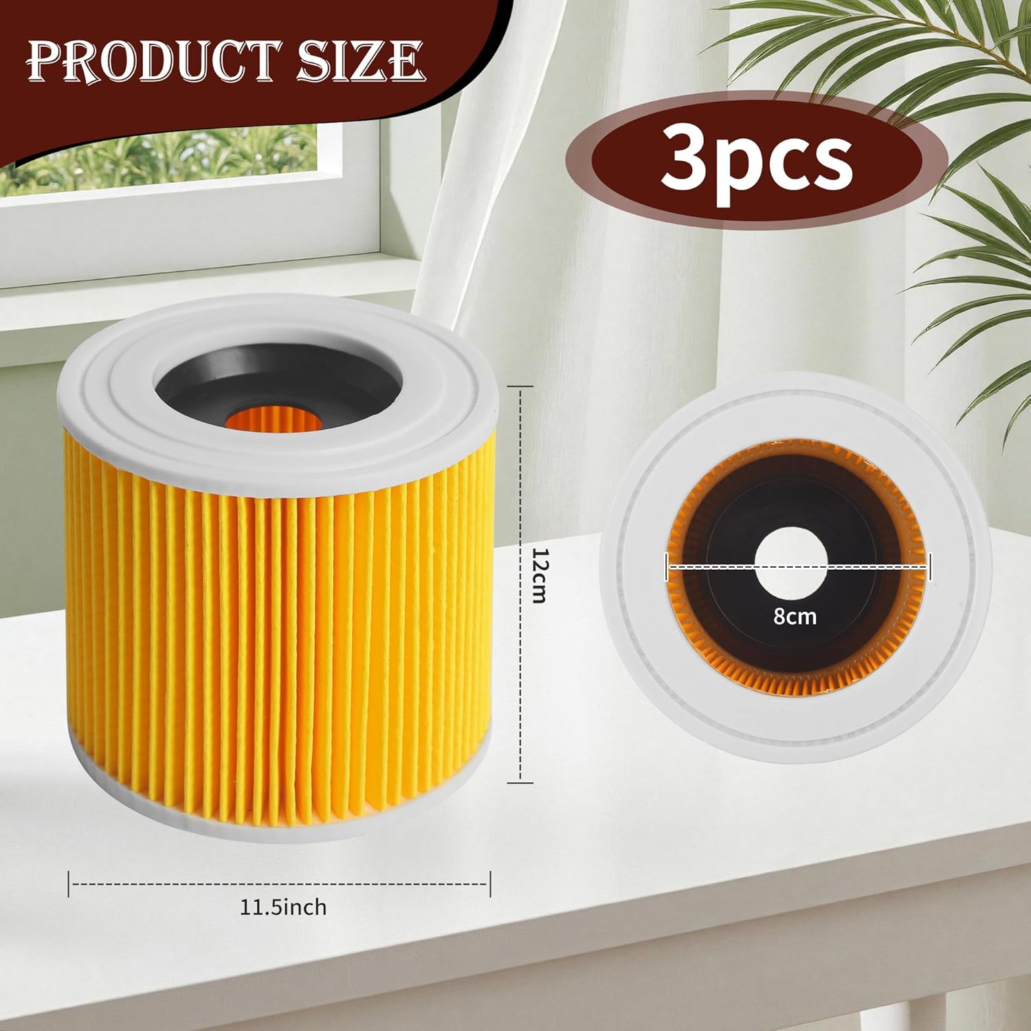 3 Filter Für Kärcher Staubsaugerfilter,Patronenfilter Kompatibel, Ersatzfilter für Kärcher WD3, WD2, WD1, MV3, MV2, A, K, KNT, NT, SE, VC, ersetzt 6.414-552.0, 6.414-772.0, 6.414-547.0 – Bild 2