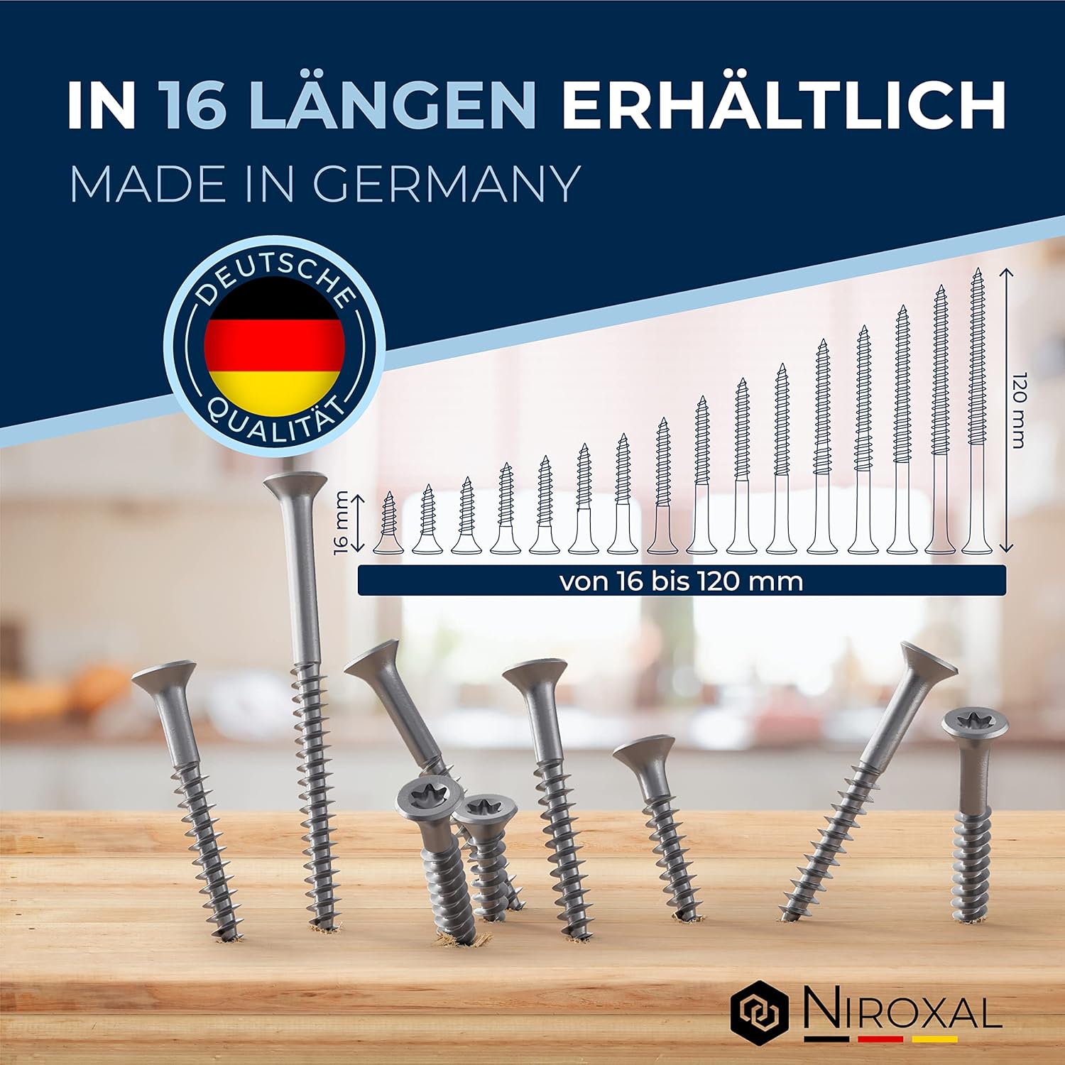 Schrauben Torx Edelstahlschrauben 5x16 Edelstahl V2A rostfrei Spanplattenschrauben für Holz Vollgewinde 5mm stark 16mm lang 100 Stück Holzschrauben Holz A2 – Bild 4