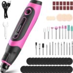 Multifunktionswerkzeug Akku Rotationswerkzeug Gravur Gerät Mini Schleifer: DEKOPRO 3.7V 70 Zubehör Set mit LED Licht 3 Gang Gravierstift - für Schneiden, Bohren, Polieren, Reinigen, Gravieren, Rosa