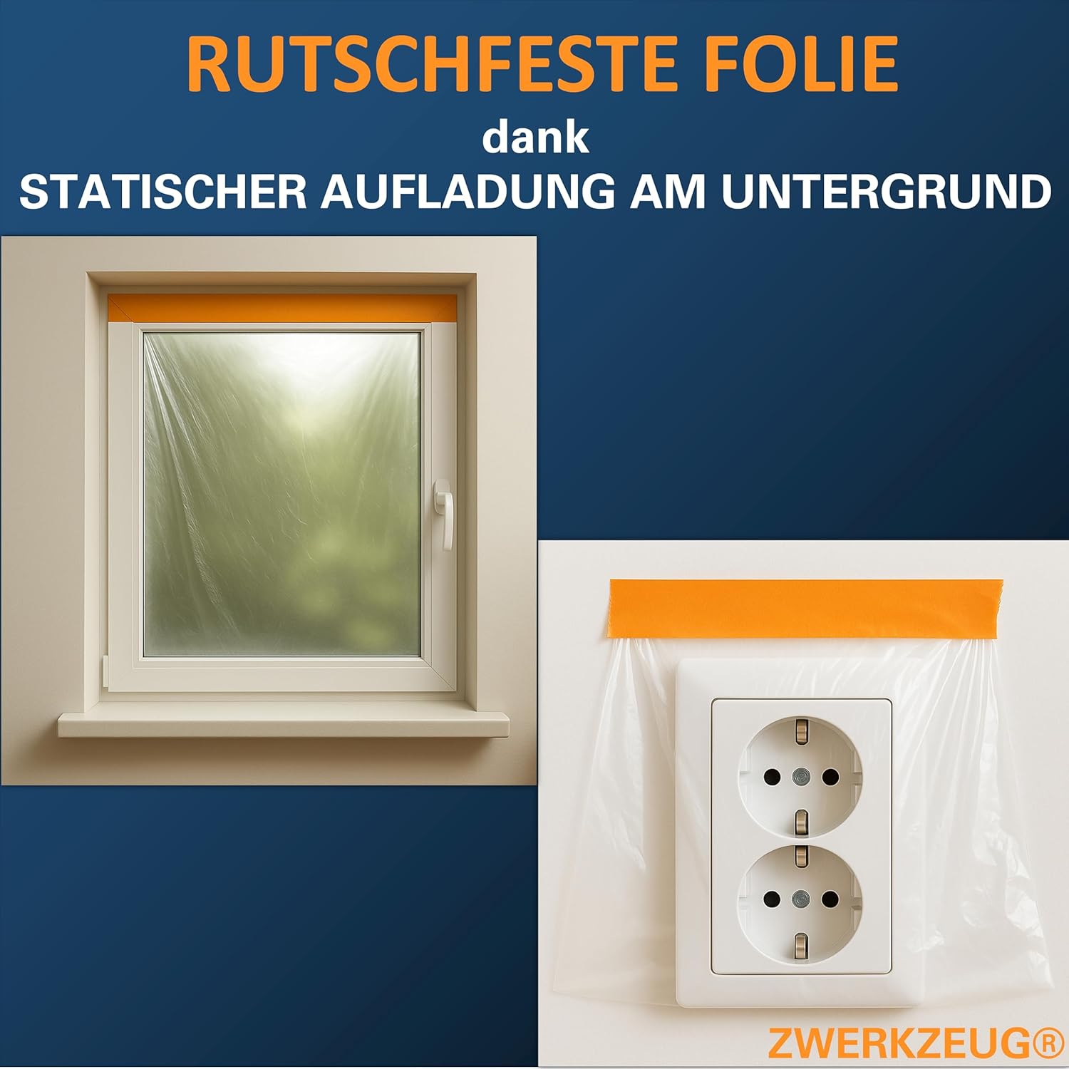 Insgesamt 80 meter Abdeckfolie mit Klebeband Maler Abdeckfolie - Goldband Tape-Abdeckfolien Malerfolien (4 Rollen) – Bild 4