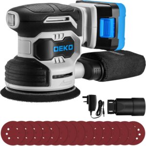 20V Exzenterschleifer Akku 125mm: DEKOPRO Schleifmaschine für Holz,6 variable Geschwindigkeiten, 125 mm Schleifer, Holzschleifer 13000 U/min, mit Staubbeutel und 15 Schleifpapieren