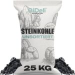 Steinkohle 25kg - Kohle Fuer ofen und Kaminofen - Unsortierte Anthrazitkohle 5–50 mm – Hoher Heizwert 24–26 MJ/kg – Big Bag Heizkohle zum Heizen