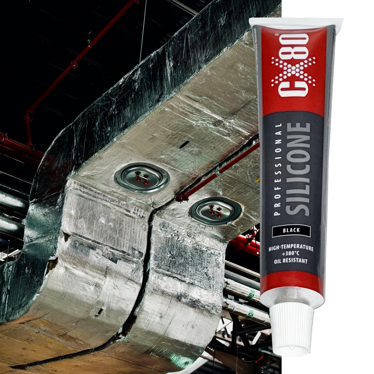 Hochtemperatur Silikon schwarz | Dauerelastische Versiegelung für Temperaturen von -65°C bis +380° | Für Bauwesen, KFZ und Industrie | Beständig gegen Öle, Benzin und Fette | 80ml Tube – Bild 3
