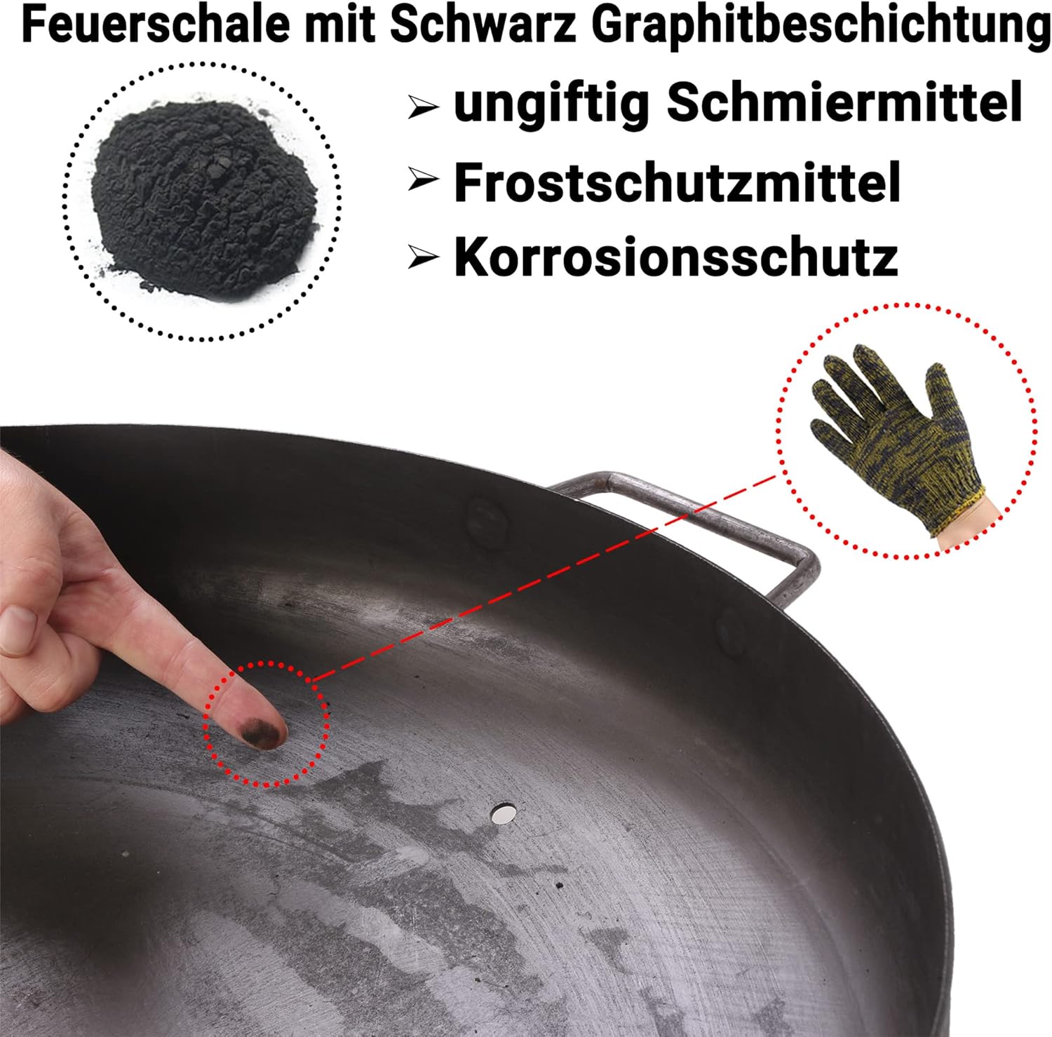 Köhko Feuerschale -Ø 55 cm Feuerschale aus Stahl mit Wasserzulauflöcher, Griffen und klappbare und abnehmbare Beine 41005-55 – Bild 5