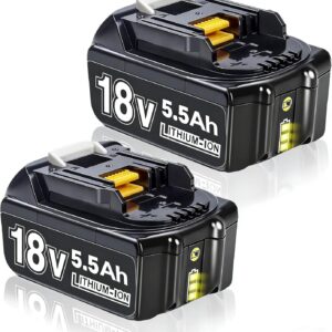 2 X 18V 5500mAh Ersatzakku für makita 18V Akku Li-ion BL1850 BL1850B BL1830 BL1860B BL1845 BL1835 BL1815 194205-3 LXT-400 BL1860 5.5Ah Akku with LED Werkzeugakku