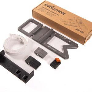 Evolution Power Tools Schienenzubehör-Set, Kreissägenführungsschienen-Zubehör-Kit:1 x Kabel- und Schlauchführung, 1 x Spurwinkel, 1 x Sägeanschlag, 2 x 1,4 m Schneidstreifen