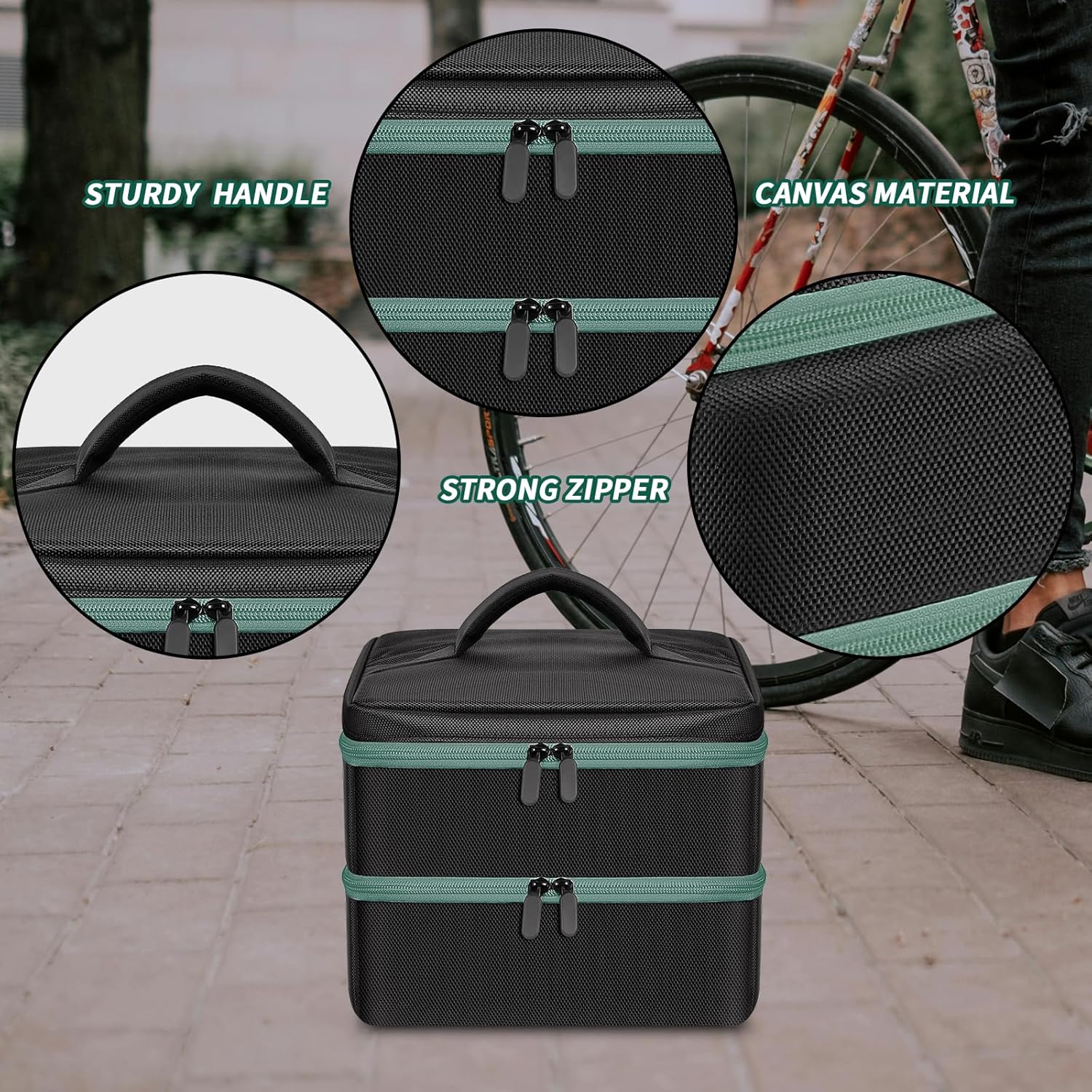 Tasche für Bosch Home and Garden für Bosch elektrische Luftpumpe,Elektrische Luftpumpe Aufbewahrungskoffer Halter für Batterien und Ladegeräte für Starter-Set (Nur Box) – Bild 4