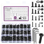 1064 Stk M3 M4 M5 M6 Schrauben Set, Senkkopfschrauben Muttern Set, Flachkopf Innensechskantschrauben mit Muttern und Unterlegscheiben Set, Schwarz Maschinenschrauben Gewindeschrauben und Muttern Set