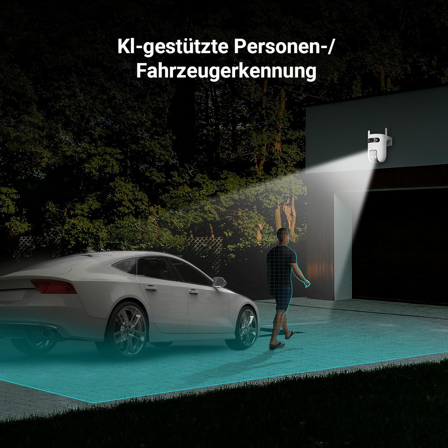 EZVIZ 5MP+5MP Überwachungskamera Aussen WLAN mit Dual-Lens, 360° Pan & Tilt Überwachung Outdoor, KI Personen/Fahrzeugerkennung, Auto-Tracking, Farbnachtsicht, Wetterfest, 2-Wege-Audio, C9c Dual 3K – Bild 5