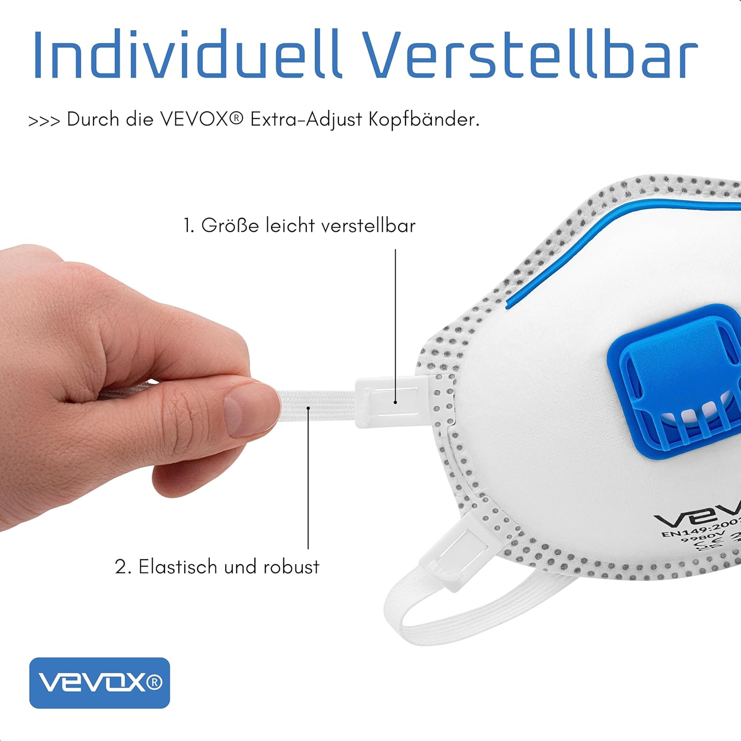FFP3 Maske mit Ventil – 5er, 10er oder 20er Set – Staubmaske – Atemschutzmaske – Staubschutzmaske – Feinstaubmaske – Atemschutz z.B. gegen Feinstaub, Schimmel oder Asbest – Bild 5