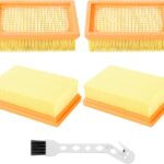 4 Stück Flachfaltenfilter für Kärcher Staubsauger,für Kärcher Staubsauger Mehrzwecksaugern WD4, WD5, WD6, MV4, MV5, MV6 Filter Ersatzmit 1 kleinen Bürste