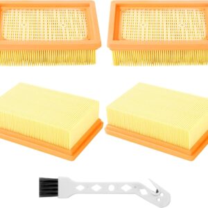 4 Stück Flachfaltenfilter für Kärcher Staubsauger,für Kärcher Staubsauger Mehrzwecksaugern WD4, WD5, WD6, MV4, MV5, MV6 Filter Ersatzmit 1 kleinen Bürste