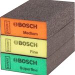 Bosch 3X EXPERT S471 Standard Schleifschwämme (für Farbe auf Holz, Weichholz, Ø 69 x 97 x 26 mm, Mittel/Fein/Superfein, Professional Zubehör Handschleifen)