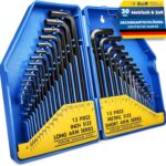 S&R Innensechskantschlüssel Satz, 30-teilig, CrV-Stahl, metrisch 0,7-10 mm & Zoll 0,028 bis 3/8; Sechskant Set präzise, langlebig & robust für Fahrrad, KFZ & Möbelmontage, Winkelschlüssel-Satz