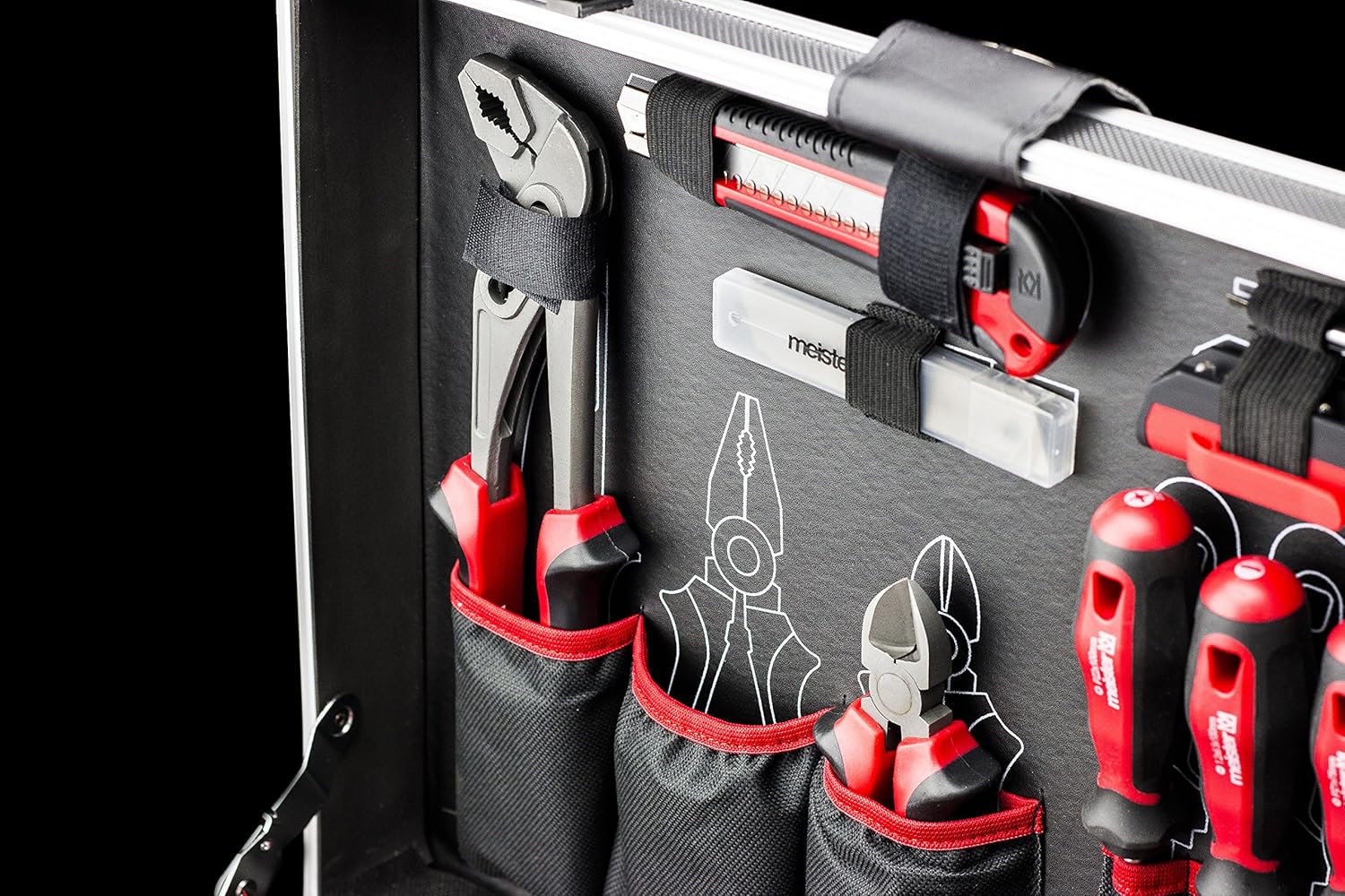 Meister Werkzeugkoffer 121-teilig - Stabiler Alu-Koffer - Werkzeug-Set - Für Haushalt, Garage und Werkstatt / Profi Werkzeugkoffer befüllt / Werkzeugkiste / Werkzeugbox komplett mit Werkzeug / 8971460 – Bild 4