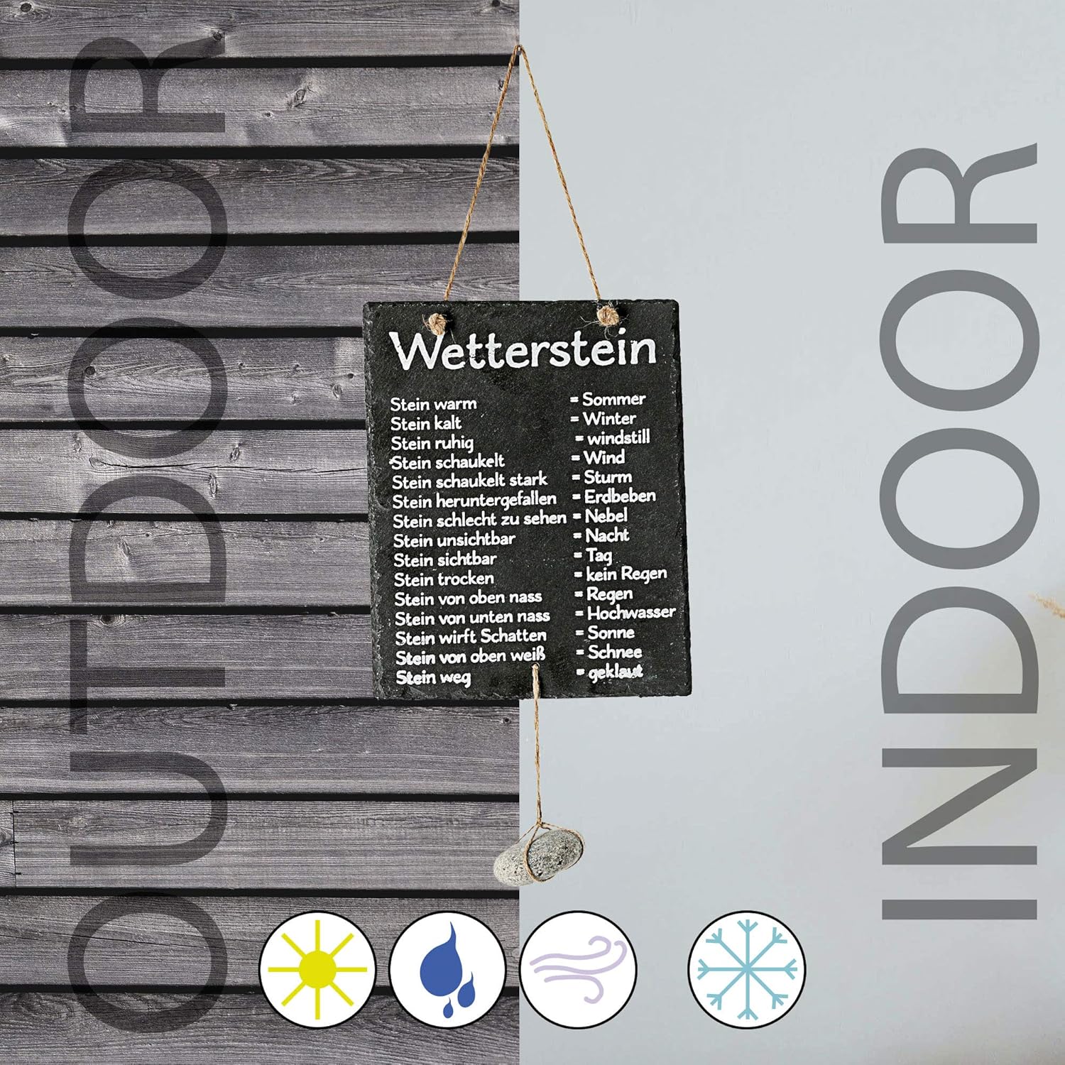 Cepewa Wetterstation, Stein auf Schiefertafel, Wettertafel, Schild, 20 x 25 cm – Bild 4