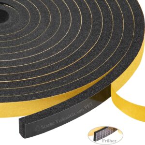 Yotache Dichtungsband Selbstklebend für Türen, Fensterdichtung10mm(B) x 6mm(D) Lärm Schalldämmung Wasserdicht Gummidichtung Abdichtungsband Schwarz (2 Rollen je 4m lang)