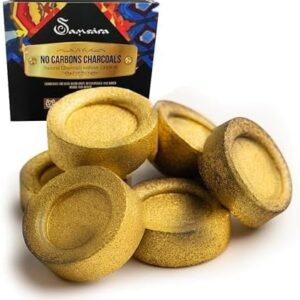 Premium Räucherkohle Ø 33 mm – Sandelholz – Bambus – Kokos | Räucherkohle mit goldener Mica-Oberfläche | gleichmäßige Verbrennung bis zu 60 Minuten – handgefertigt und natürlich | 24-teiliges Set