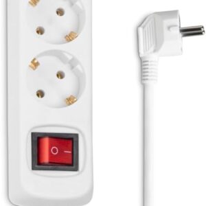 Hama Steckdosenleiste 3-Fach (Mehrfachsteckdose mit Save Energy-Schalter zum Stromsparen, Steckplätze 45 Grad gedreht, Kabel 1,4m, GS geprüft, Mehrfachstecker für Home Office) weiß