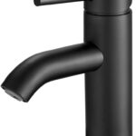 GENBONS Wasserhahn Bad Schwarz, Einlochmontage Waschbeckenarmatur Einhebelmischer, Matt schwarz Badarmatur, Waschtischarmatur, Wasserhahn schwarz, Edelstahl