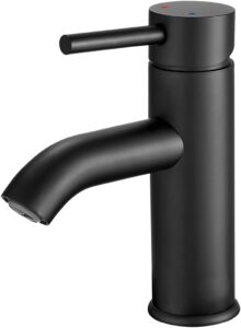 GENBONS Wasserhahn Bad Schwarz, Einlochmontage Waschbeckenarmatur Einhebelmischer, Matt schwarz Badarmatur, Waschtischarmatur, Wasserhahn schwarz, Edelstahl