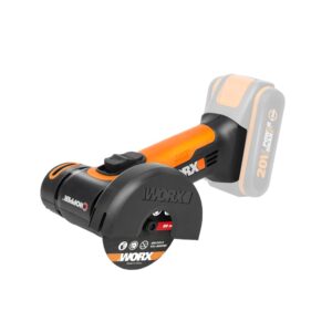 WORX WX801.9 Mini Akku-Winkelschleifer Chopper 20V - Kompakter Schleifer mit schmalem Körper, zum Schleifen & Schneiden, ideal für Metall, Fliesen, Kunststoff - Ohne Akku & Ladegerät, Schwarz, Orange