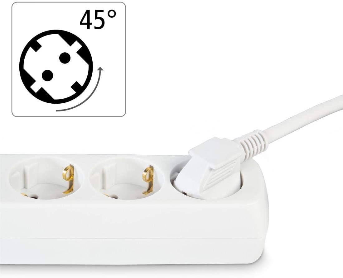 Hama Steckdosenleiste 3-Fach (Mehrfachsteckdose mit Save Energy-Schalter zum Stromsparen, Steckplätze 45 Grad gedreht, Kabel 1,4m, GS geprüft, Mehrfachstecker für Home Office) weiß – Bild 5