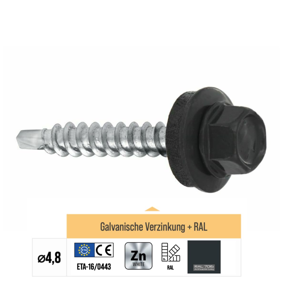 Wkret-Met Bohrschrauben 4,8 х 35 mm 250 Stück RAL: 7016 - Anthrazitgrau Trapezblechschrauben – Bild 2