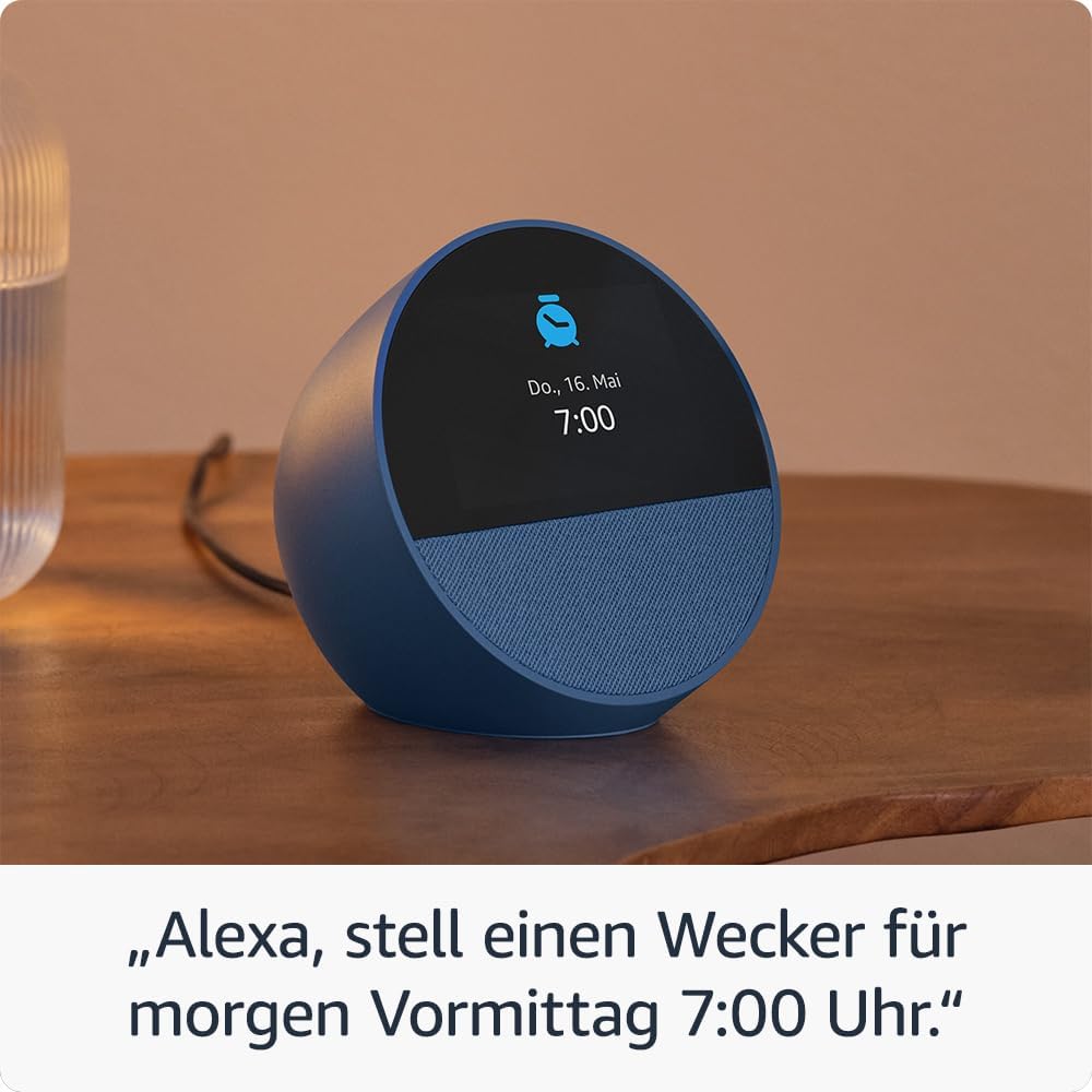 Amazon Echo Spot (neueste generation), smarter Wecker mit sattem Klang und Alexa, Blau – Bild 5
