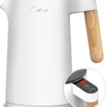 Midea Edelstahl Wasserkocher mit Temperatureinstellung, 45℃-100℃, 1,5 Liter, 2200W Kettle Weiß, Teekocher mit Temperaturanzeige und Sicherheitsfunktionen, BPA frei, Doppelwand Design
